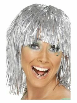 Smiffys Cyber Tinsel Wig, Silver