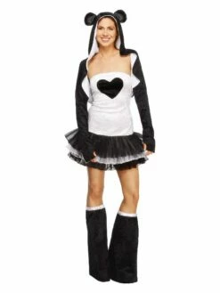Smiffys Fever Panda Costume, Tutu Dress, Black & White