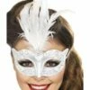 Smiffys Venetian Glitter Eyemask, Silver -Smiffys Store 24571