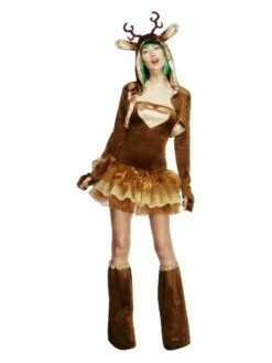 Smiffys Fever Reindeer Costume, Tutu Dress, Brown