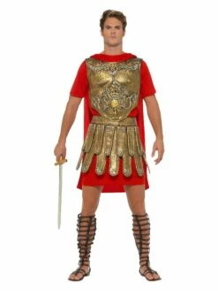 Smiffys Economy Roman Gladiator Costume, Gold & Red