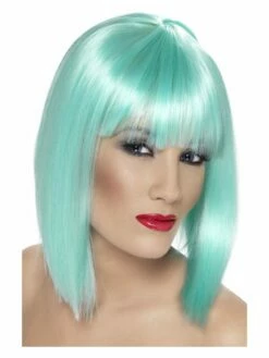 Smiffys Glam Wig, Neon Aqua