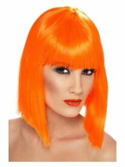 Smiffys Glam Wig, Neon Orange