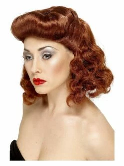 Smiffys Pin Up Girl Wig, Auburn