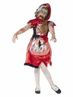 Smiffys Zombie Miss Hood Costume, Red