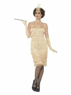 Smiffys Flapper Costume, Gold