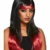 Smiffys Bleeding Dip Dye Wig, Black & Red 1 Smiffys Bleeding Dip Dye Wig, Black & Red -Smiffys Store 44996
