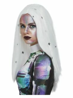 Smiffys Cosmic Wig, White & Silver