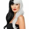 Smiffys Deluxe Wig, Half & Half With Fringe, Black & Grey -Smiffys Store 48913