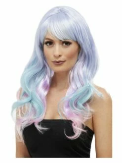 Smiffys Fashion Unicorn Pastel Wig, Wavy, Long, Multi-Colo