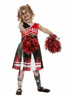Smiffys Zombie Cheerleader Costume, Red