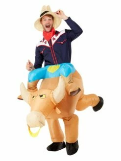 Smiffys Inflatable Bull Rider Costume, Brown