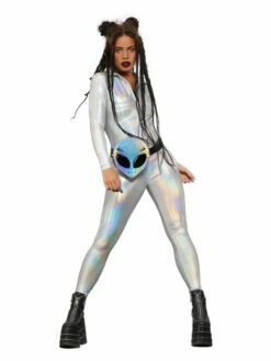 Smiffys Fever Miss Whiplash Mirror Holographic Costume