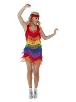 Smiffys Rainbow Pride 20s Flapper Dress, Multicoloured