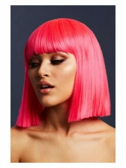 Smiffys Fever Lola Wig, Neon Pink