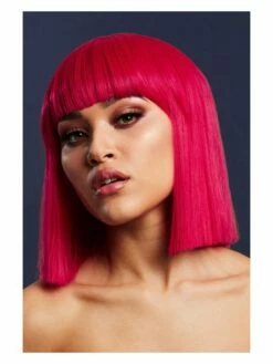 Smiffys Fever Lola Wig, Magenta Pink