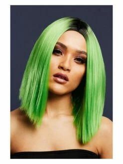 Smiffys Fever Kylie Wig, Two Toned Blend, Lime Green