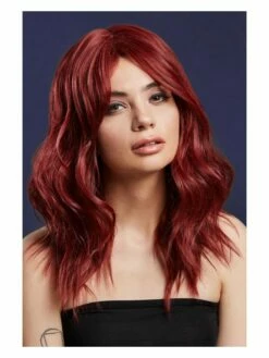 Smiffys Fever Ashley Wig, Two Toned Blend, Ruby Red