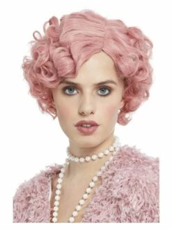 Smiffys Deluxe 20s Flirty Flapper Wig, Pastel Pink