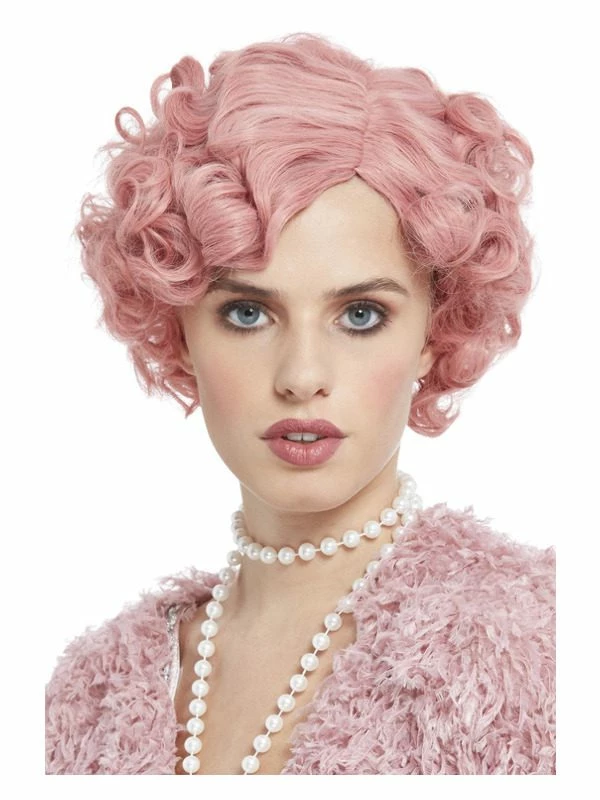 Smiffys Deluxe 20s Flirty Flapper Wig, Pastel Pink 3 Smiffys Deluxe 20s Flirty Flapper Wig, Pastel Pink