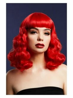 Smiffys Fever Bettie Wig With Short Fringe, Red