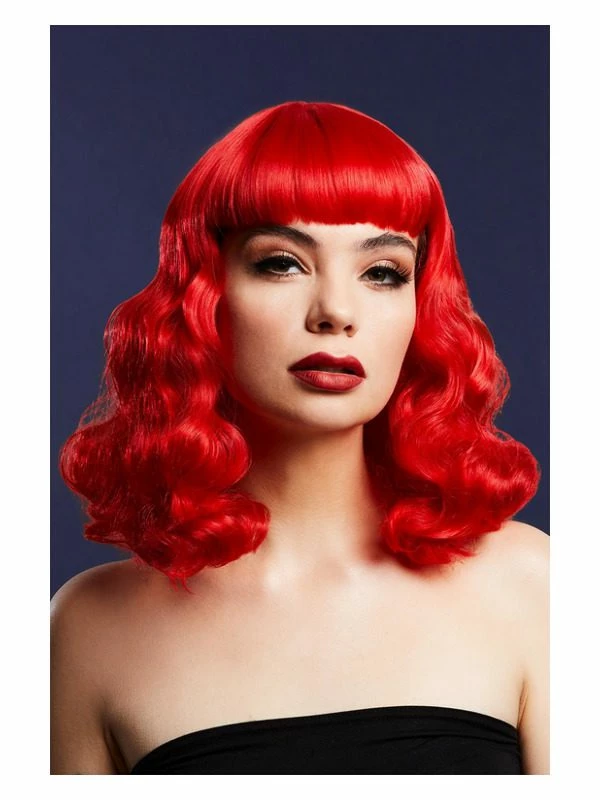 Smiffys Fever Bettie Wig With Short Fringe, Red 3 Smiffys Fever Bettie Wig With Short Fringe, Red