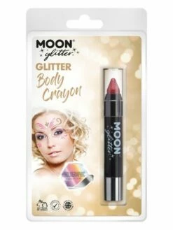 Smiffys Moon Glitter Holographic Body Crayons, Red