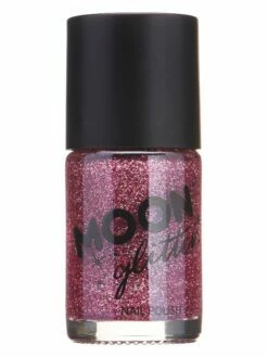 Smiffys Moon Glitter Holographic Nail Polish, Pink