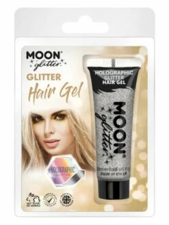 Smiffys Moon Glitter Holographic Glitter Hair Gel, Silver